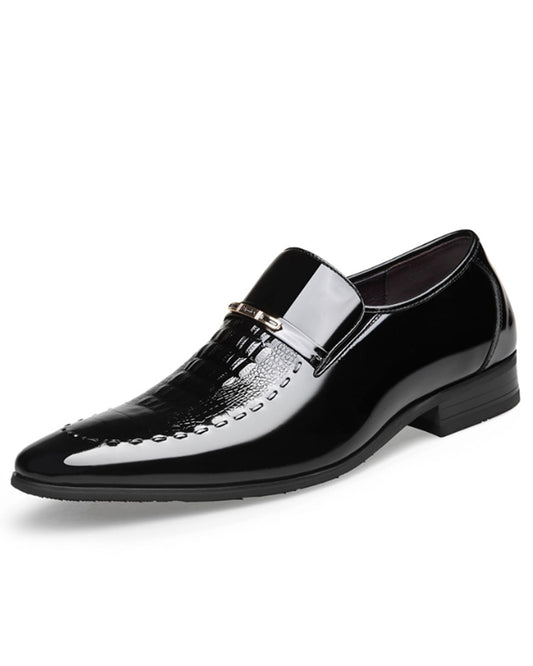 Men's Loafers Crocodile Leather Shoes Pointed Oxfords Fashion Dress Shoes Office Moccasins Wedding Shoes Men Loafers