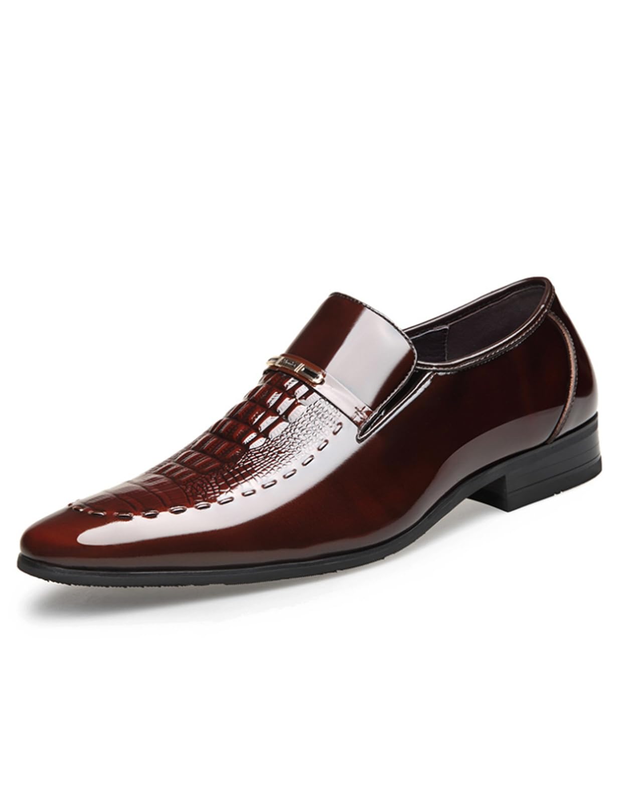 Men's Loafers Crocodile Leather Shoes Pointed Oxfords Fashion Dress Shoes Office Moccasins Wedding Shoes Men Loafers