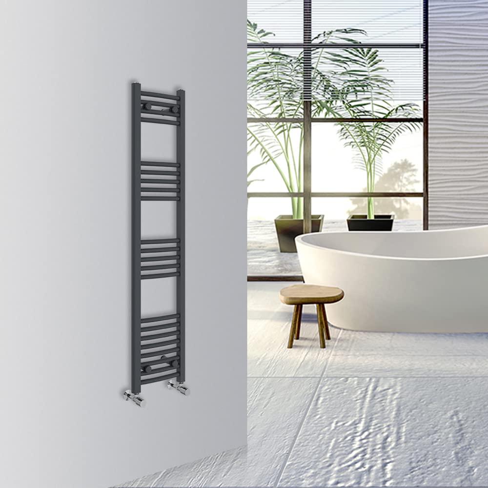 Warmehaus Curved Bathroom Heated Towel Rail Warmer Radiator Central Heating 1000x300mm - Chrome