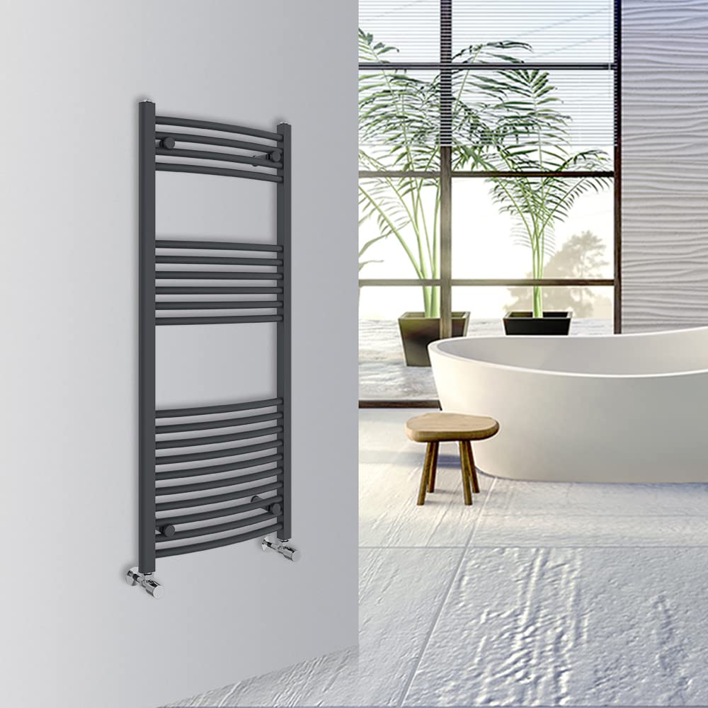 Warmehaus Curved Bathroom Heated Towel Rail Warmer Radiator Central Heating 1000x300mm - Chrome