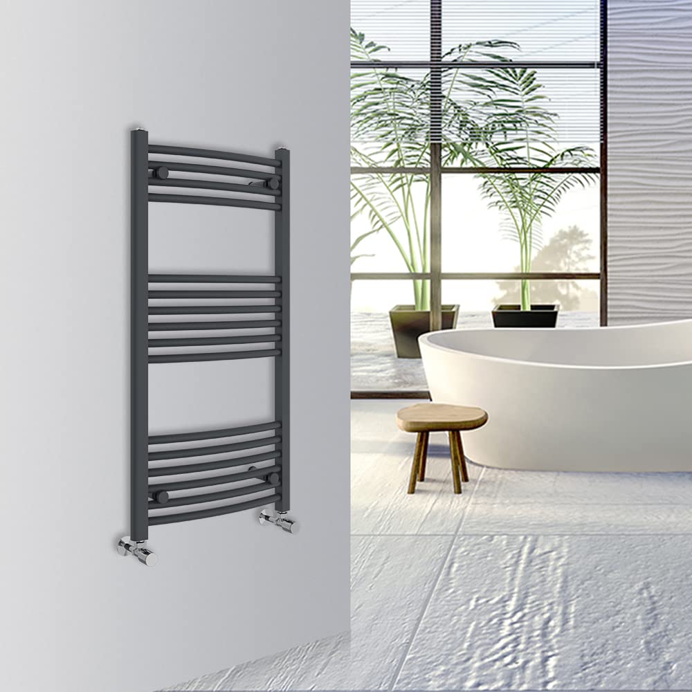 Warmehaus Curved Bathroom Heated Towel Rail Warmer Radiator Central Heating 1000x300mm - Chrome