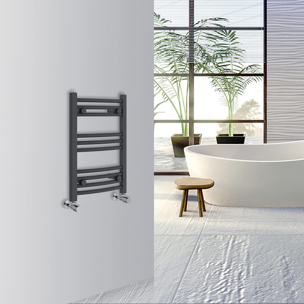 Warmehaus Curved Bathroom Heated Towel Rail Warmer Radiator Central Heating 1000x300mm - Chrome