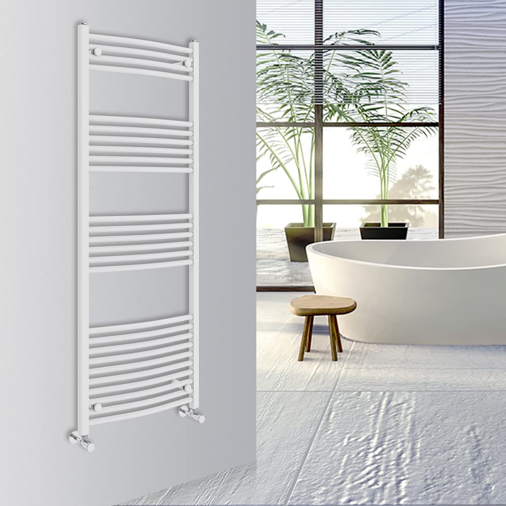 Warmehaus Curved Bathroom Heated Towel Rail Warmer Radiator Central Heating 1000x300mm - Chrome