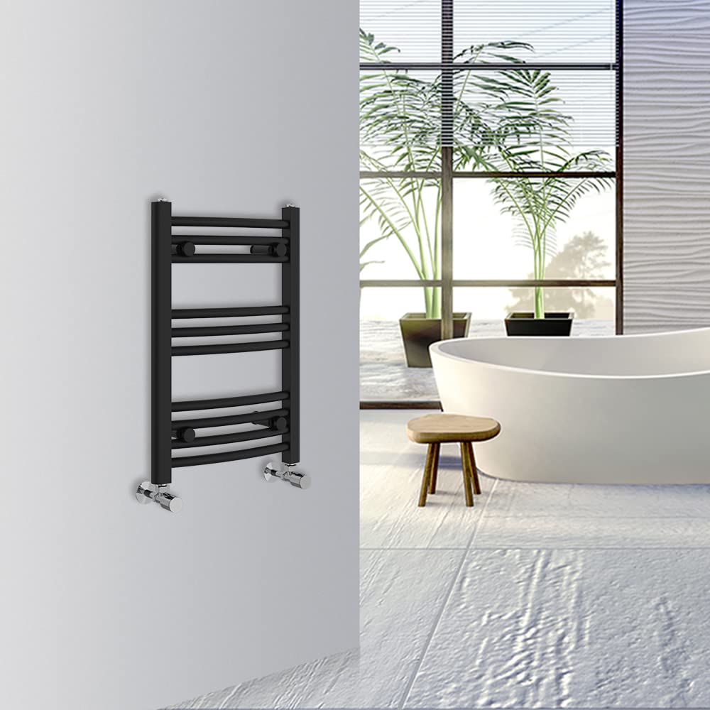 Warmehaus Curved Bathroom Heated Towel Rail Warmer Radiator Central Heating 1000x300mm - Chrome