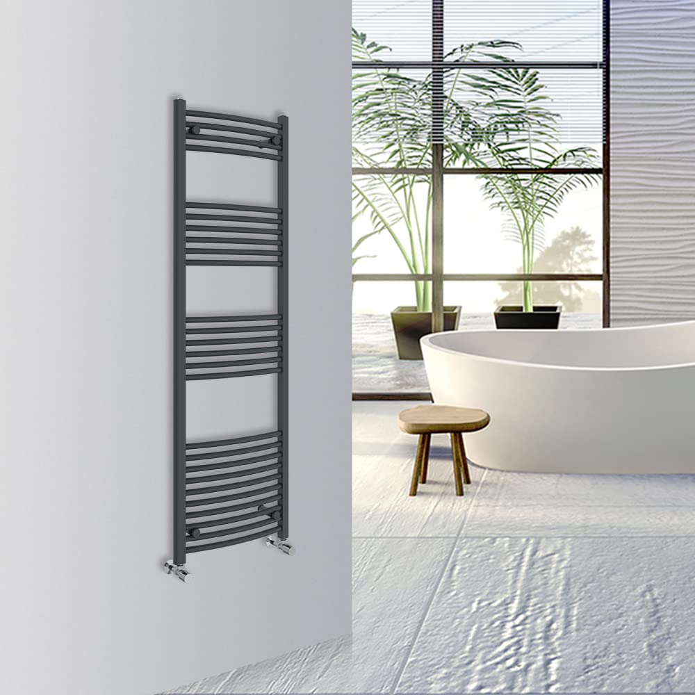 Warmehaus Curved Bathroom Heated Towel Rail Warmer Radiator Central Heating 1000x300mm - Chrome