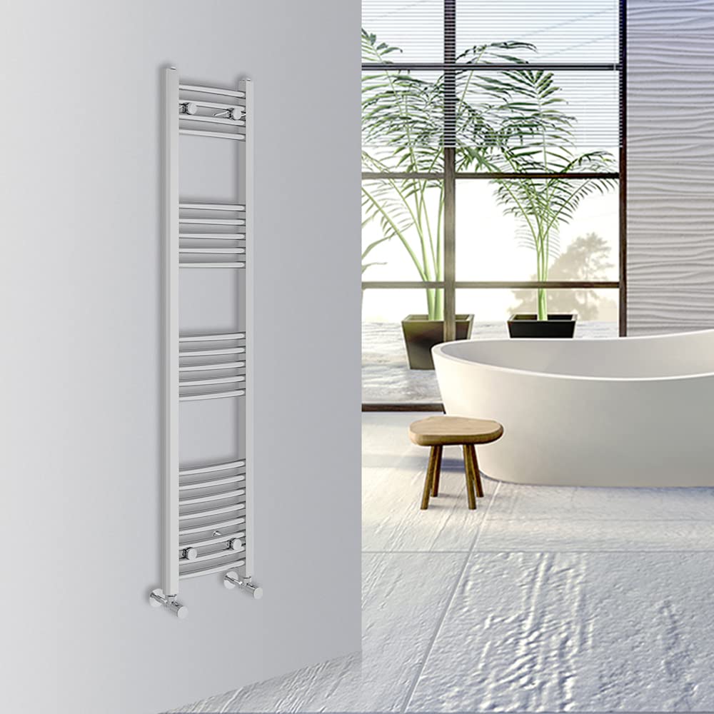 Warmehaus Curved Bathroom Heated Towel Rail Warmer Radiator Central Heating 1000x300mm - Chrome