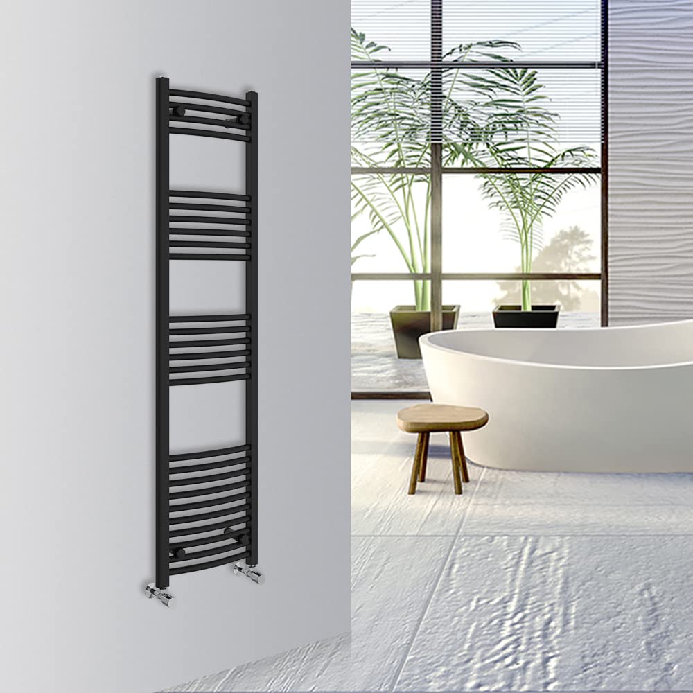 Warmehaus Curved Bathroom Heated Towel Rail Warmer Radiator Central Heating 1000x300mm - Chrome