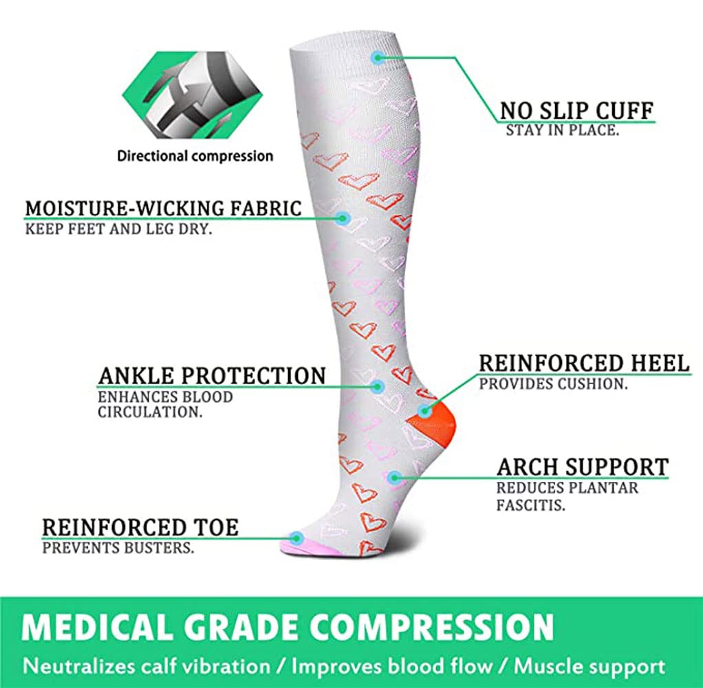 Gcbiger Compression Socks for Men & Women 7 Pairs Circulation 15-20 mmHg-Best support for Athletic, Nurse, Medical, Running