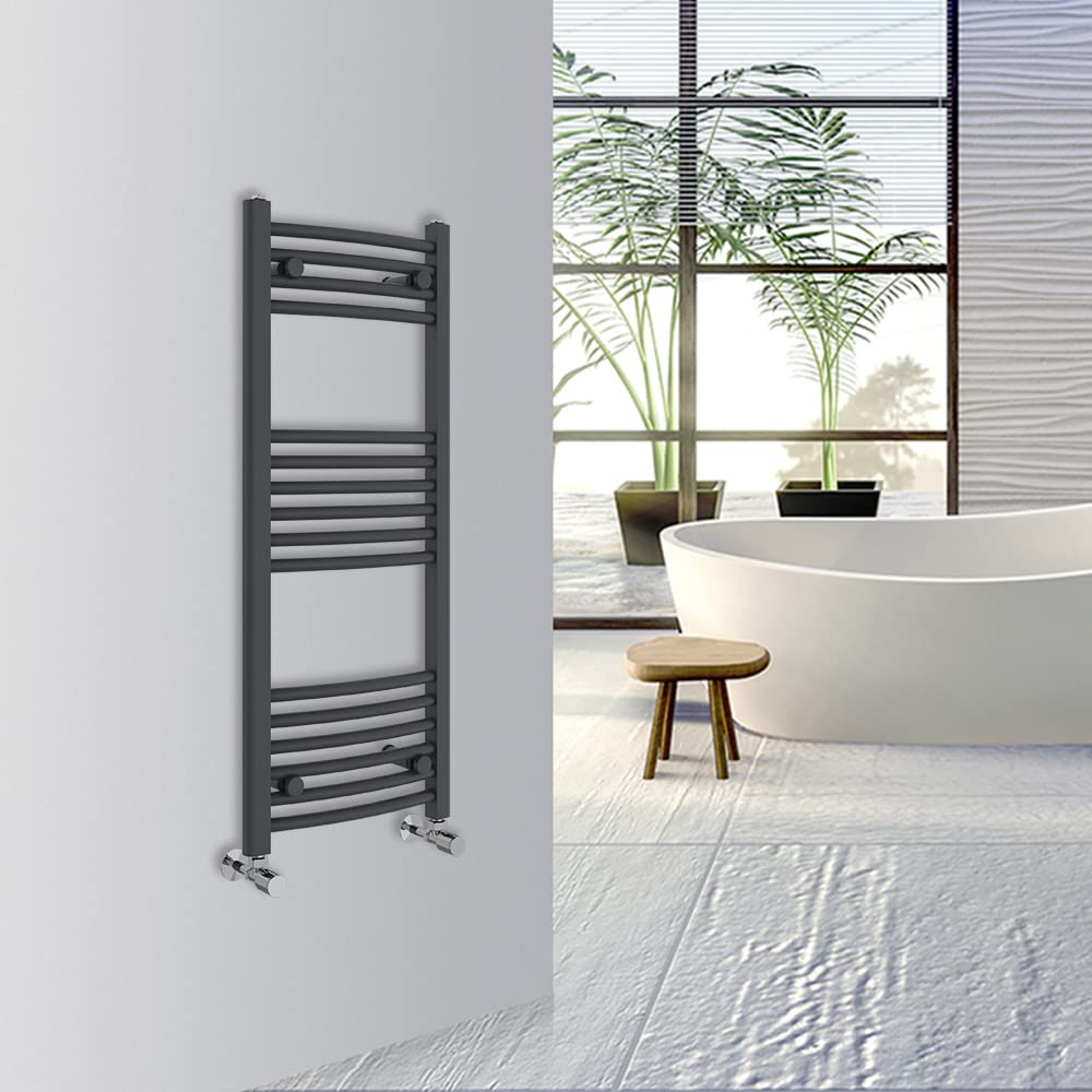 Warmehaus Curved Bathroom Heated Towel Rail Warmer Radiator Central Heating 1000x300mm - Chrome