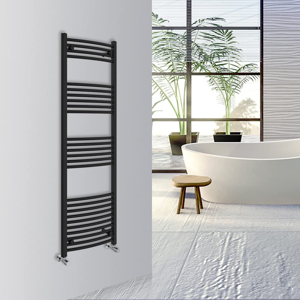 Warmehaus Curved Bathroom Heated Towel Rail Warmer Radiator Central Heating 1000x300mm - Chrome