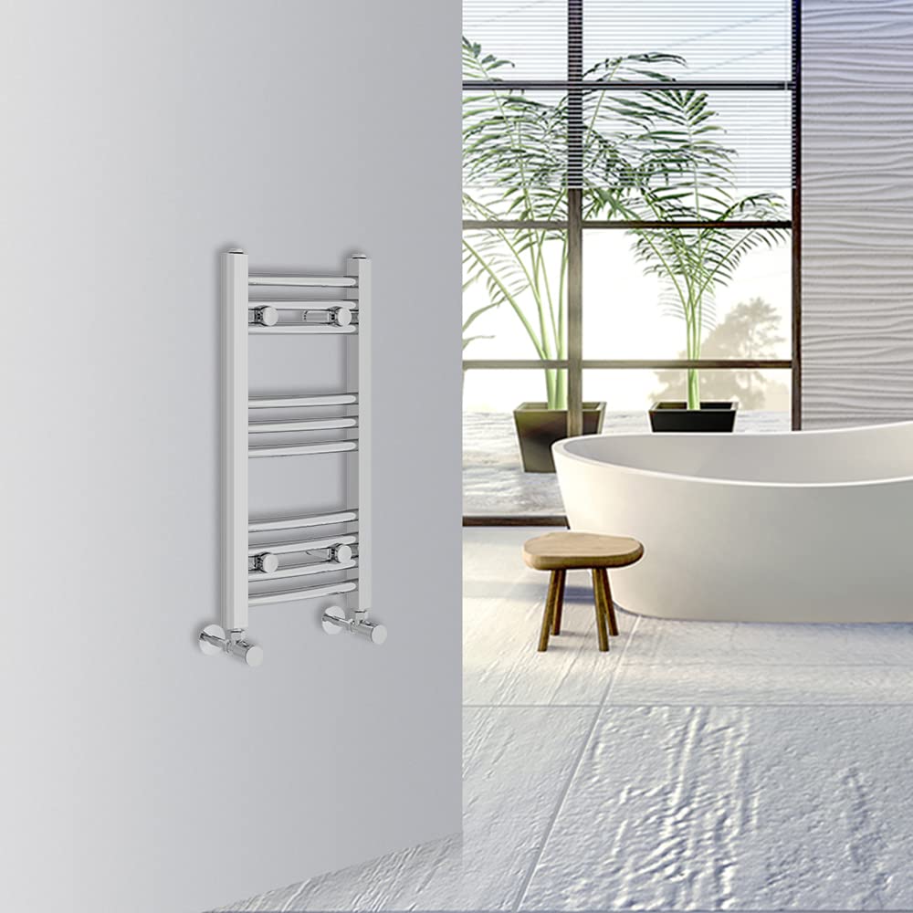 Warmehaus Curved Bathroom Heated Towel Rail Warmer Radiator Central Heating 1000x300mm - Chrome