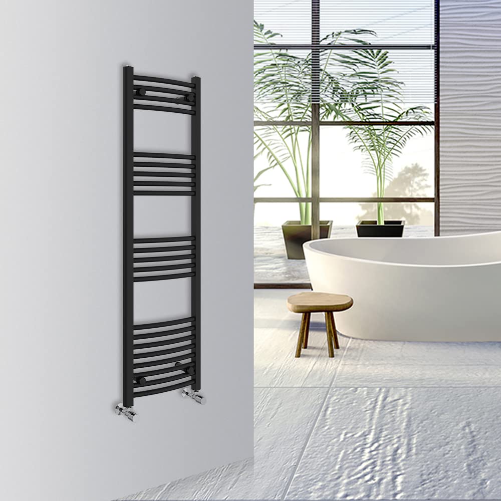 Warmehaus Curved Bathroom Heated Towel Rail Warmer Radiator Central Heating 1000x300mm - Chrome