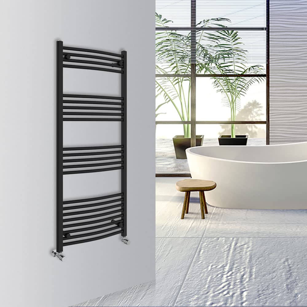Warmehaus Curved Bathroom Heated Towel Rail Warmer Radiator Central Heating 1000x300mm - Chrome