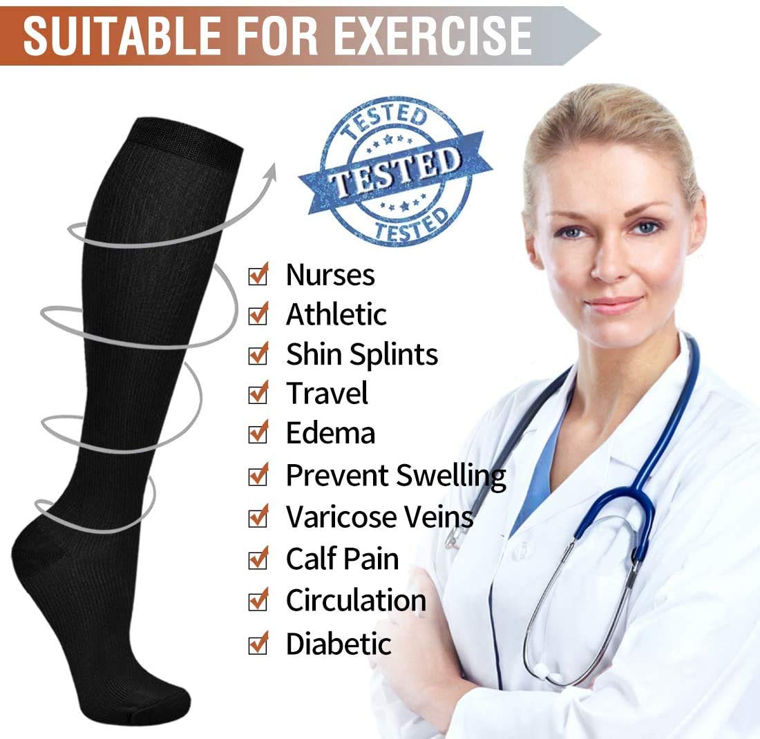 Gcbiger Compression Socks for Men & Women 7 Pairs Circulation 15-20 mmHg-Best support for Athletic, Nurse, Medical, Running
