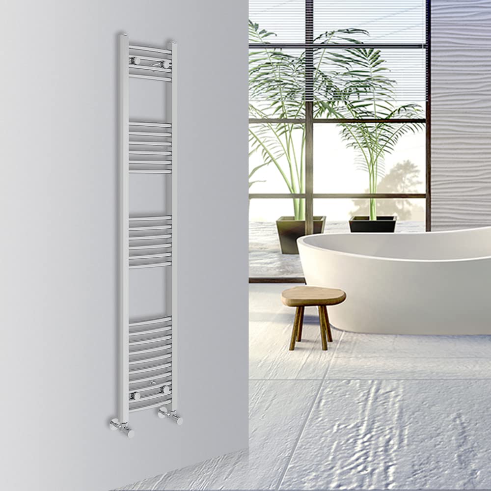 Warmehaus Curved Bathroom Heated Towel Rail Warmer Radiator Central Heating 1000x300mm - Chrome