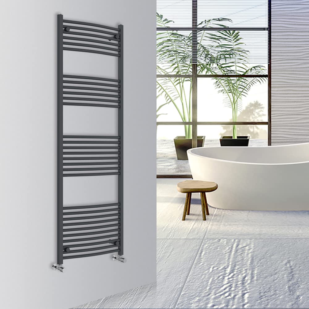 Warmehaus Curved Bathroom Heated Towel Rail Warmer Radiator Central Heating 1000x300mm - Chrome
