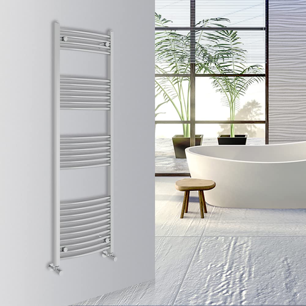 Warmehaus Curved Bathroom Heated Towel Rail Warmer Radiator Central Heating 1000x300mm - Chrome