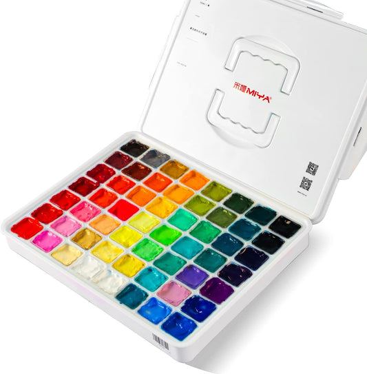 HIMI Gouache Paint Set, 56 Colours x 30ml/1oz with a Portable Carrying Case, Unique Jelly Cup Design, Non-Toxic, Guache Paint for Canvas Watercolor Paper - Perfect for Beginners, Students, Artists