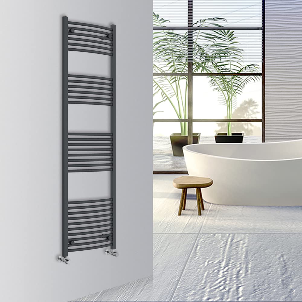 Warmehaus Curved Bathroom Heated Towel Rail Warmer Radiator Central Heating 1000x300mm - Chrome