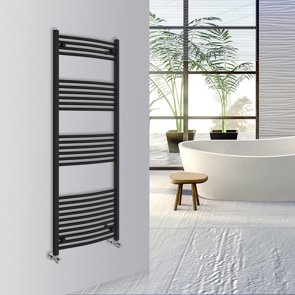 Warmehaus Curved Bathroom Heated Towel Rail Warmer Radiator Central Heating 1000x300mm - Chrome