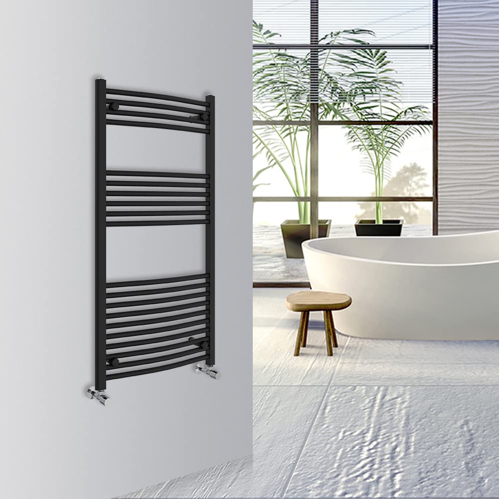 Warmehaus Curved Bathroom Heated Towel Rail Warmer Radiator Central Heating 1000x300mm - Chrome