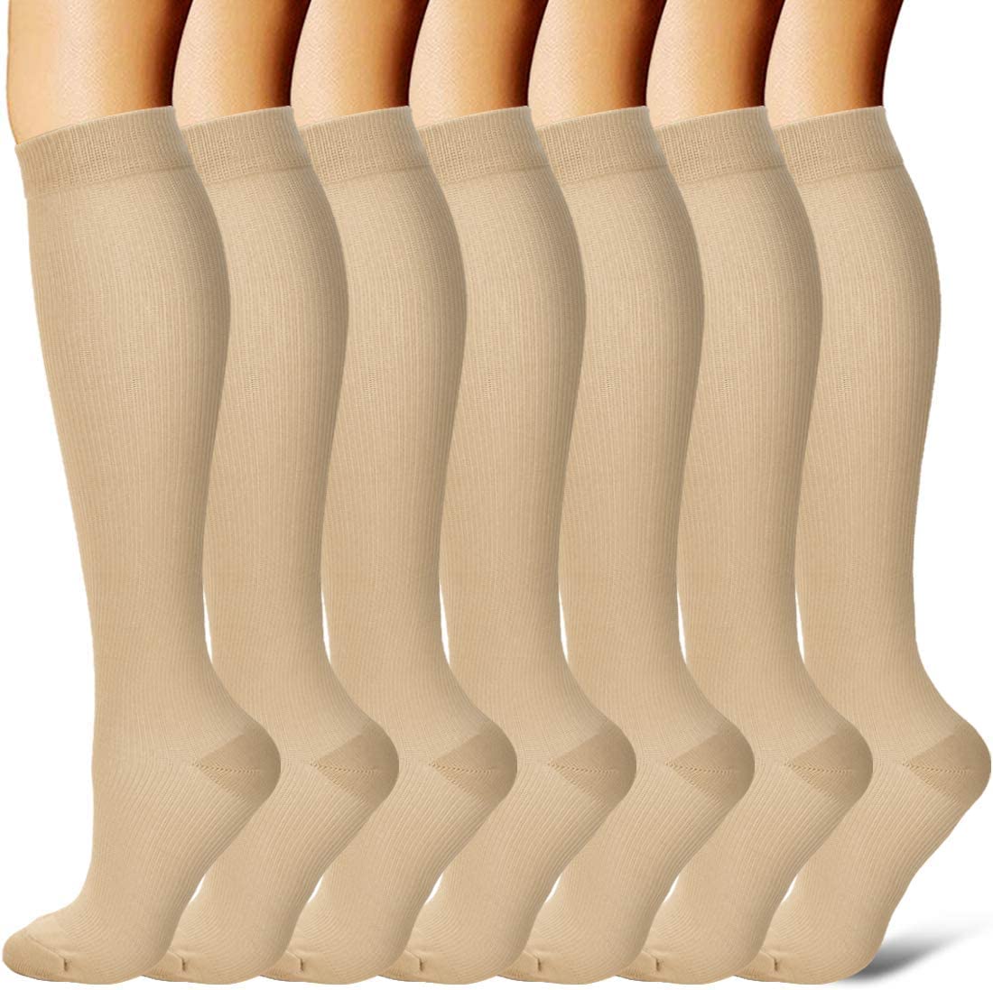Gcbiger Compression Socks for Men & Women 7 Pairs Circulation 15-20 mmHg-Best support for Athletic, Nurse, Medical, Running
