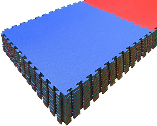 Foam Mats for the Gym 10 Pack of 1m x 1m x 2cm Red/Blue | Interlocking Floor Mats for Gym Equipment, Karate, Judo, Kickboxing, Yoga & More | Gym Mats for Home | Gym Mats for Garage | Camping Mats