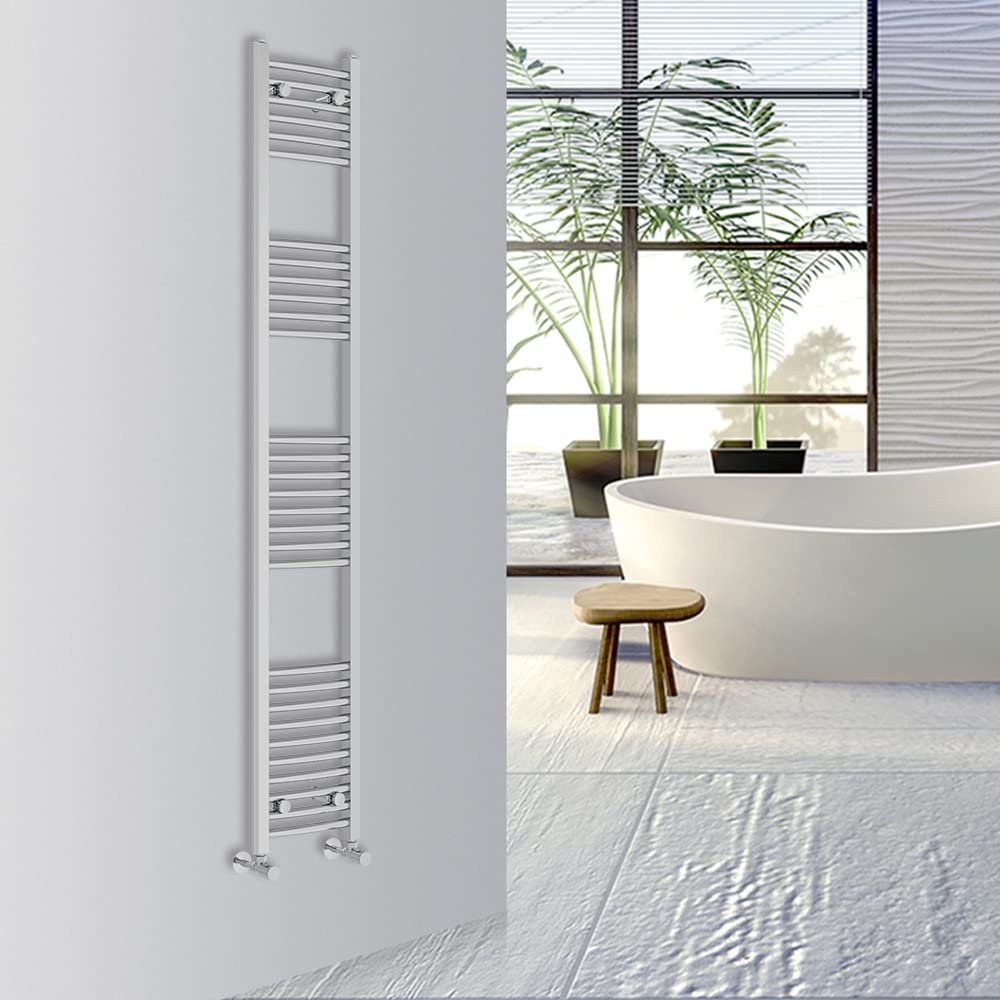 Warmehaus Curved Bathroom Heated Towel Rail Warmer Radiator Central Heating 1000x300mm - Chrome