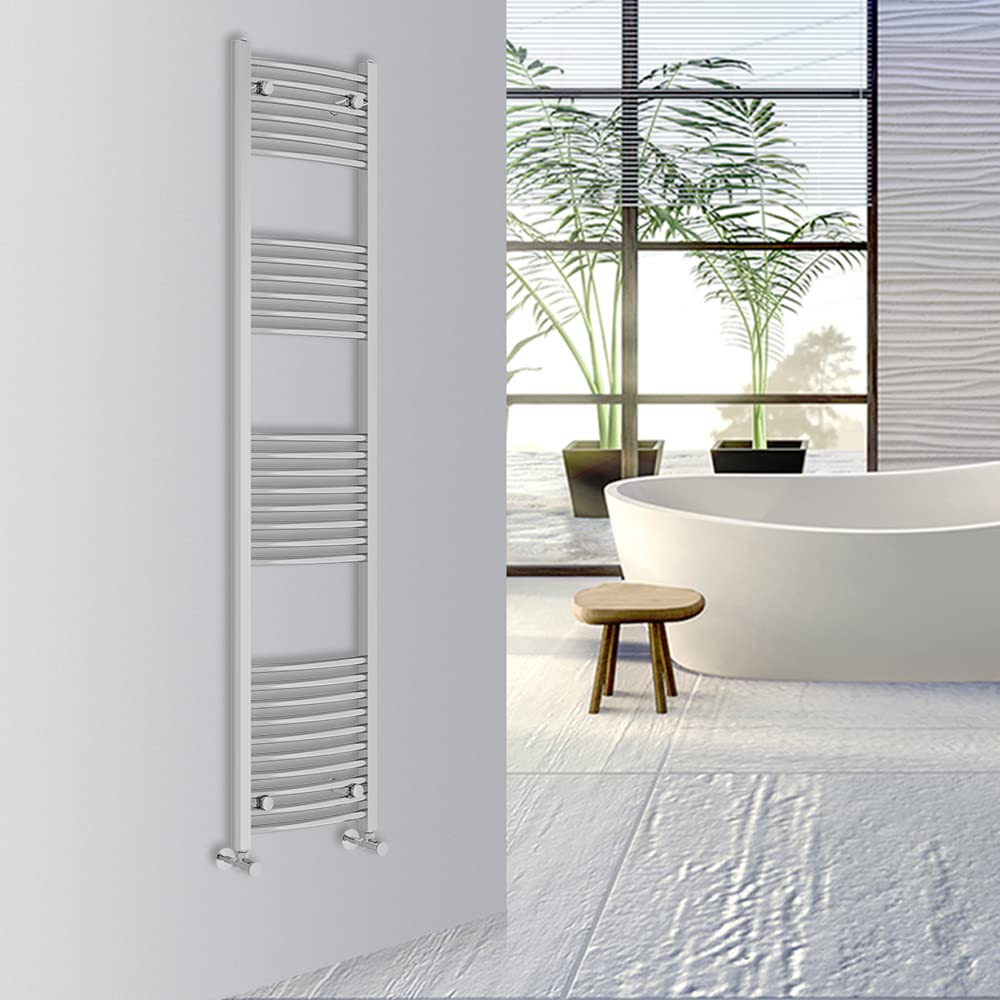 Warmehaus Curved Bathroom Heated Towel Rail Warmer Radiator Central Heating 1000x300mm - Chrome