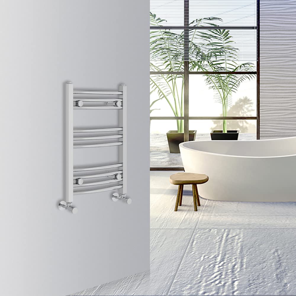 Warmehaus Curved Bathroom Heated Towel Rail Warmer Radiator Central Heating 1000x300mm - Chrome