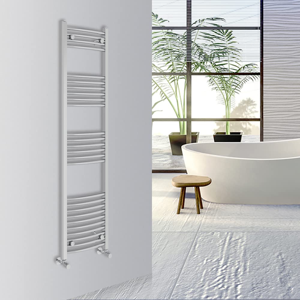 Warmehaus Curved Bathroom Heated Towel Rail Warmer Radiator Central Heating 1000x300mm - Chrome