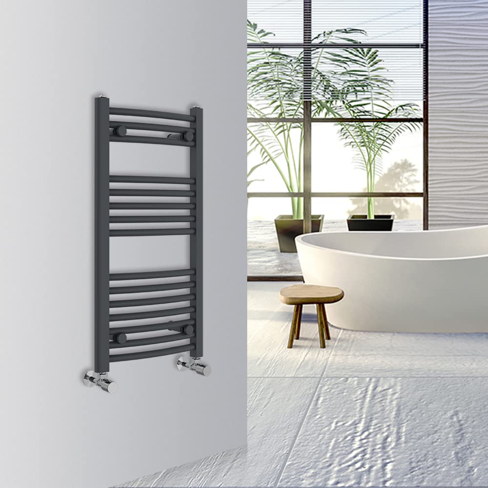 Warmehaus Curved Bathroom Heated Towel Rail Warmer Radiator Central Heating 1000x300mm - Chrome