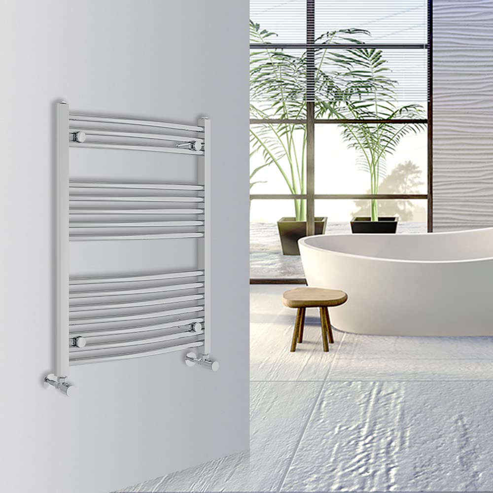 Warmehaus Curved Bathroom Heated Towel Rail Warmer Radiator Central Heating 1000x300mm - Chrome