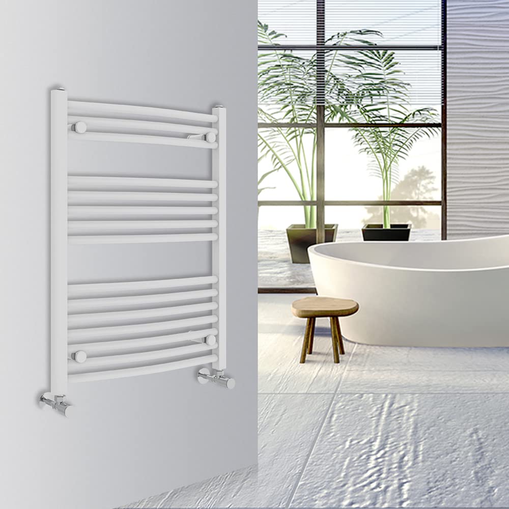 Warmehaus Curved Bathroom Heated Towel Rail Warmer Radiator Central Heating 1000x300mm - Chrome