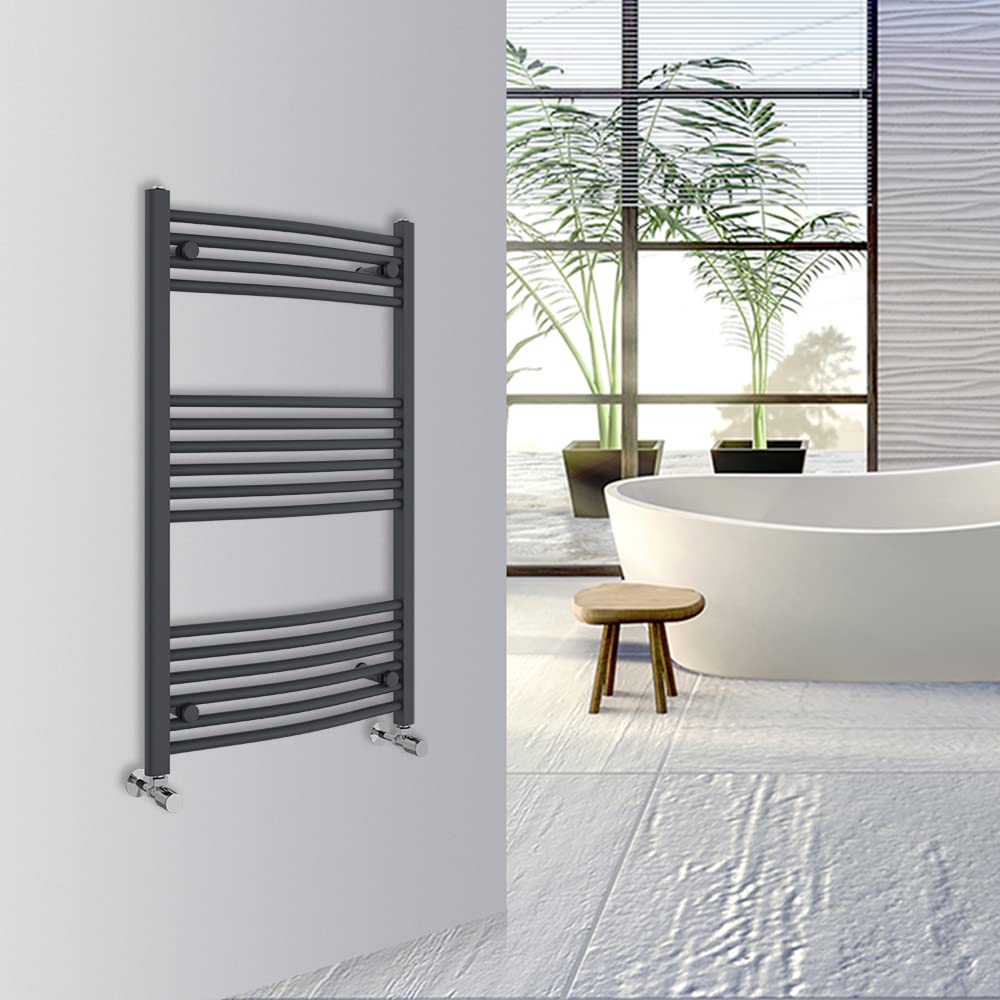 Warmehaus Curved Bathroom Heated Towel Rail Warmer Radiator Central Heating 1000x300mm - Chrome