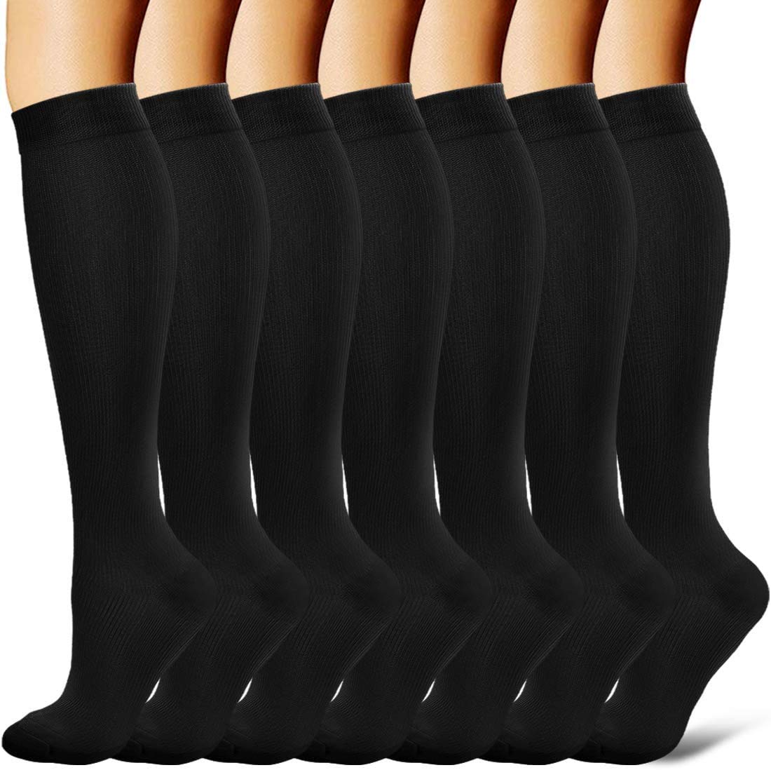 Gcbiger Compression Socks for Men & Women 7 Pairs Circulation 15-20 mmHg-Best support for Athletic, Nurse, Medical, Running