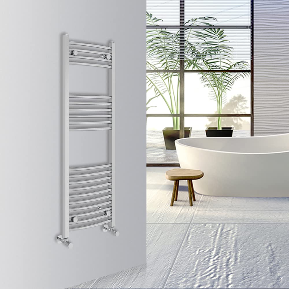 Warmehaus Curved Bathroom Heated Towel Rail Warmer Radiator Central Heating 1000x300mm - Chrome