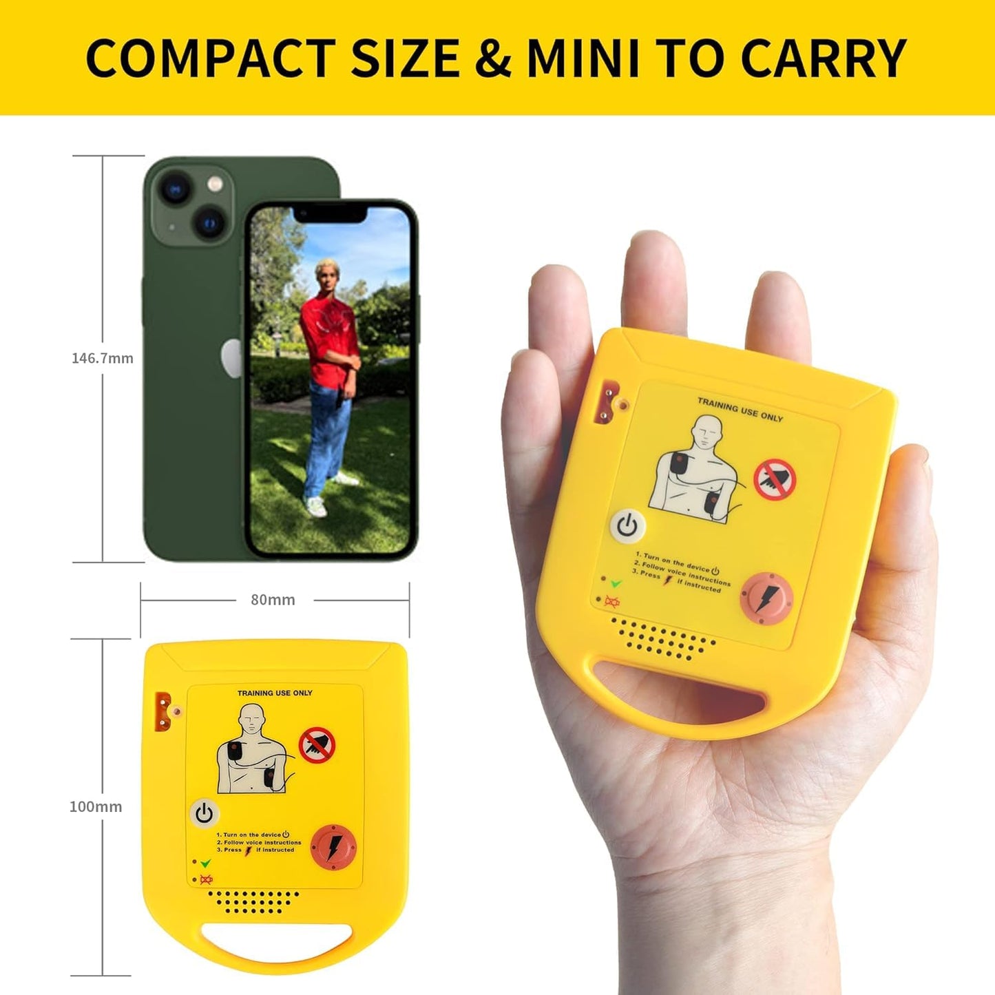 Mini AED Trainer XFT-D0009 Training Set Teaching Device First Aid Train Machine First Aid Training Kit Adult Child Pad Updated Version Student Study Tool English Language Louder Voice Prompts