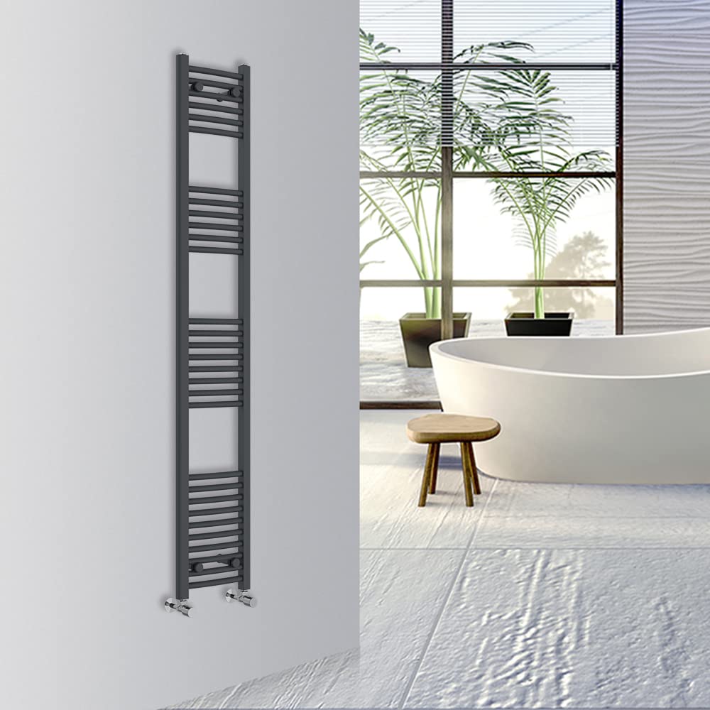 Warmehaus Curved Bathroom Heated Towel Rail Warmer Radiator Central Heating 1000x300mm - Chrome