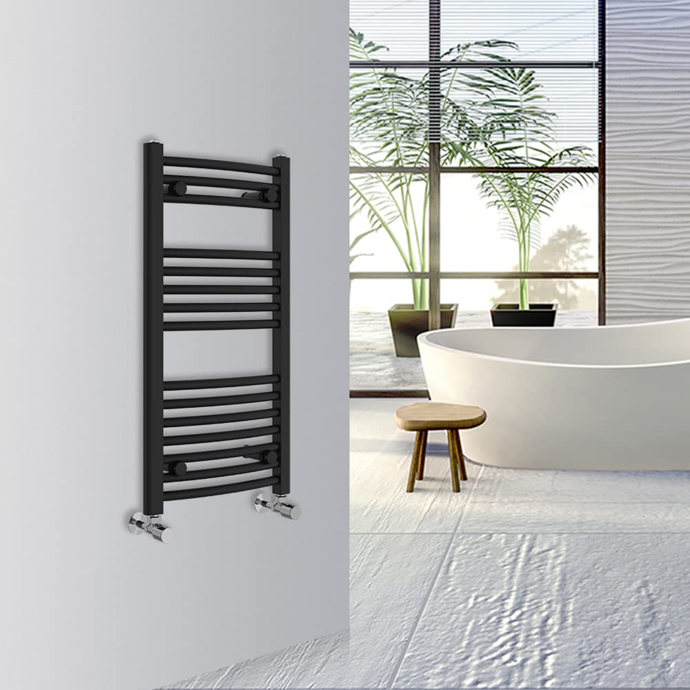 Warmehaus Curved Bathroom Heated Towel Rail Warmer Radiator Central Heating 1000x300mm - Chrome