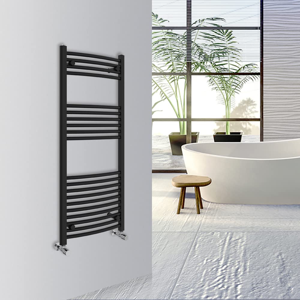 Warmehaus Curved Bathroom Heated Towel Rail Warmer Radiator Central Heating 1000x300mm - Chrome