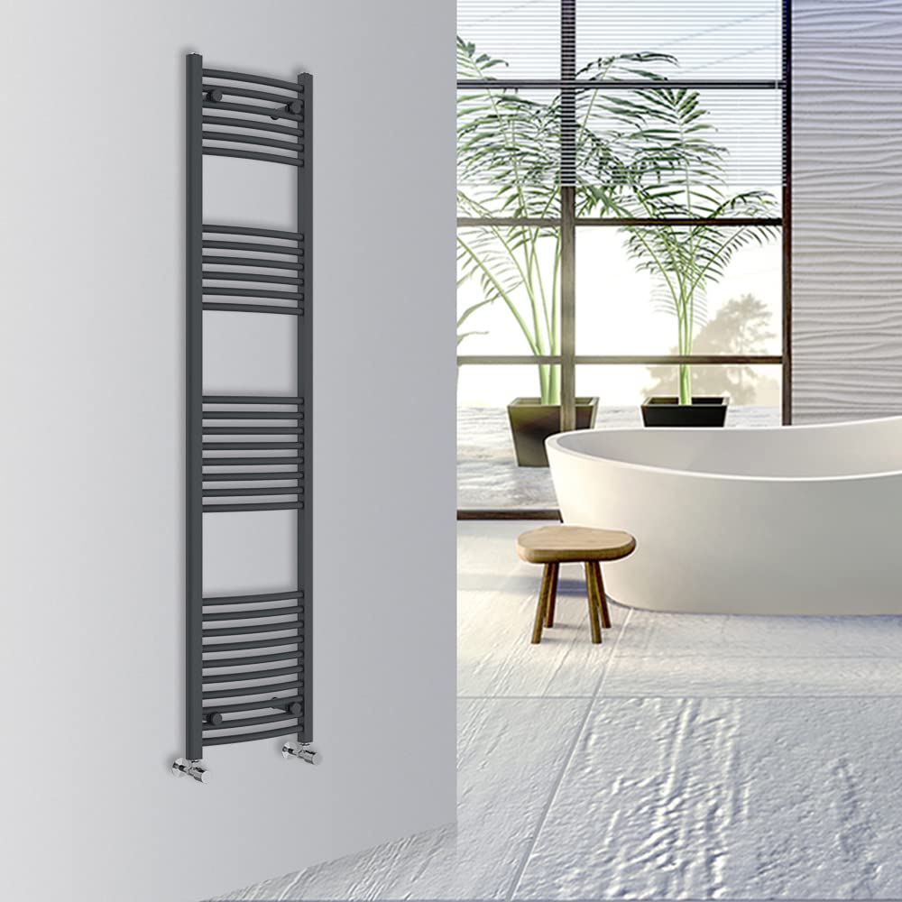 Warmehaus Curved Bathroom Heated Towel Rail Warmer Radiator Central Heating 1000x300mm - Chrome