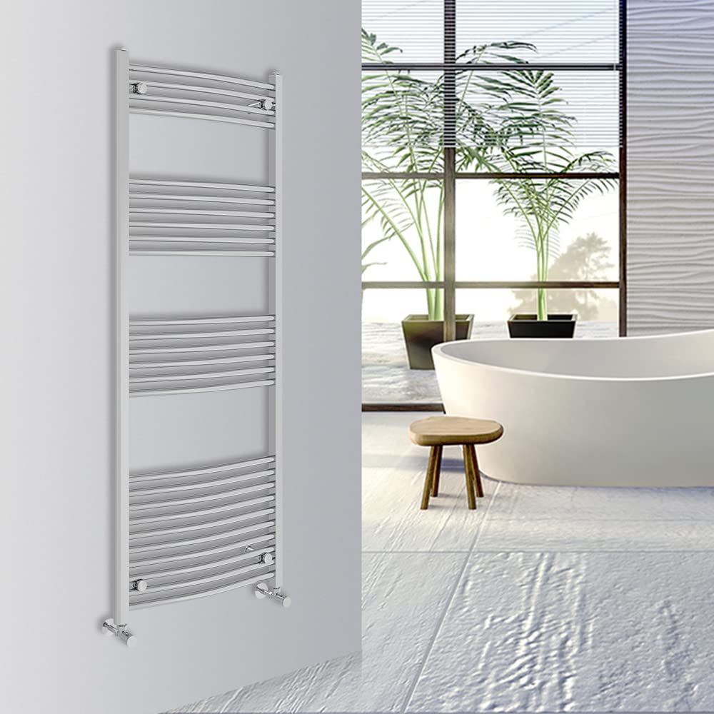 Warmehaus Curved Bathroom Heated Towel Rail Warmer Radiator Central Heating 1000x300mm - Chrome