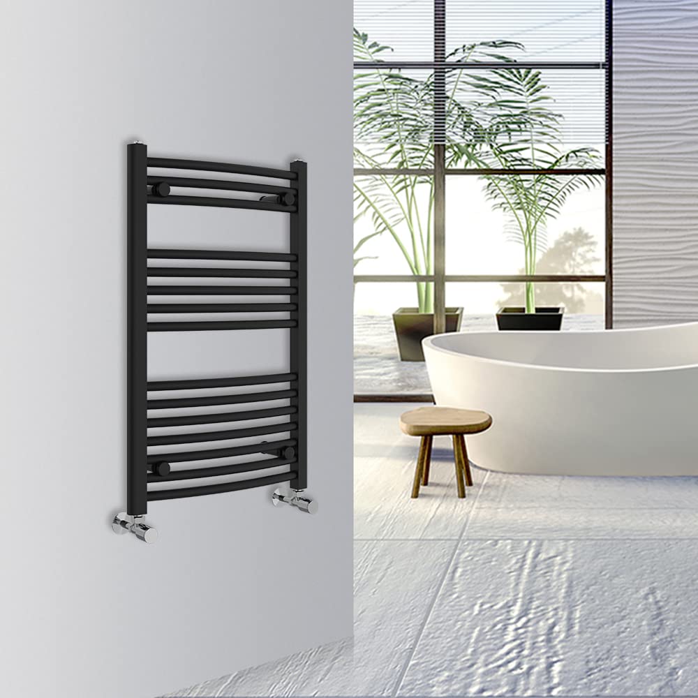Warmehaus Curved Bathroom Heated Towel Rail Warmer Radiator Central Heating 1000x300mm - Chrome
