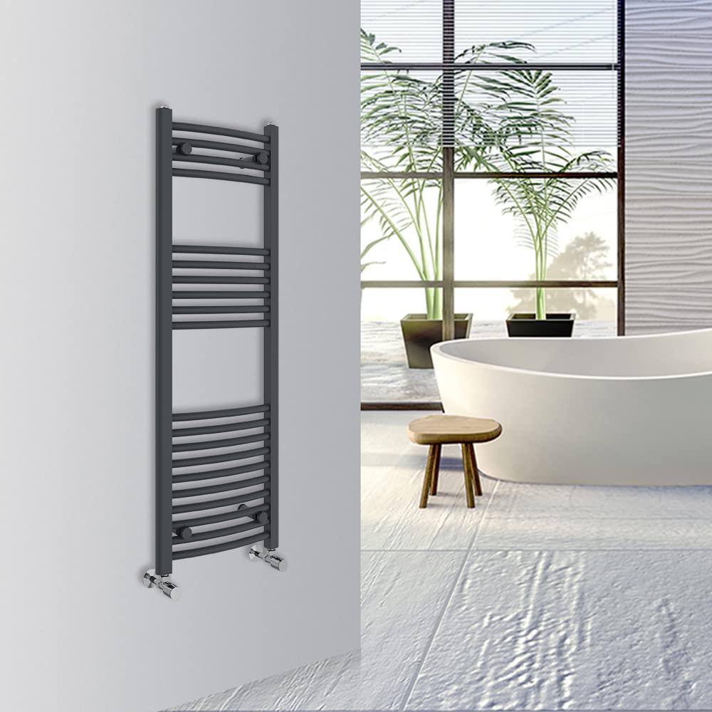 Warmehaus Curved Bathroom Heated Towel Rail Warmer Radiator Central Heating 1000x300mm - Chrome