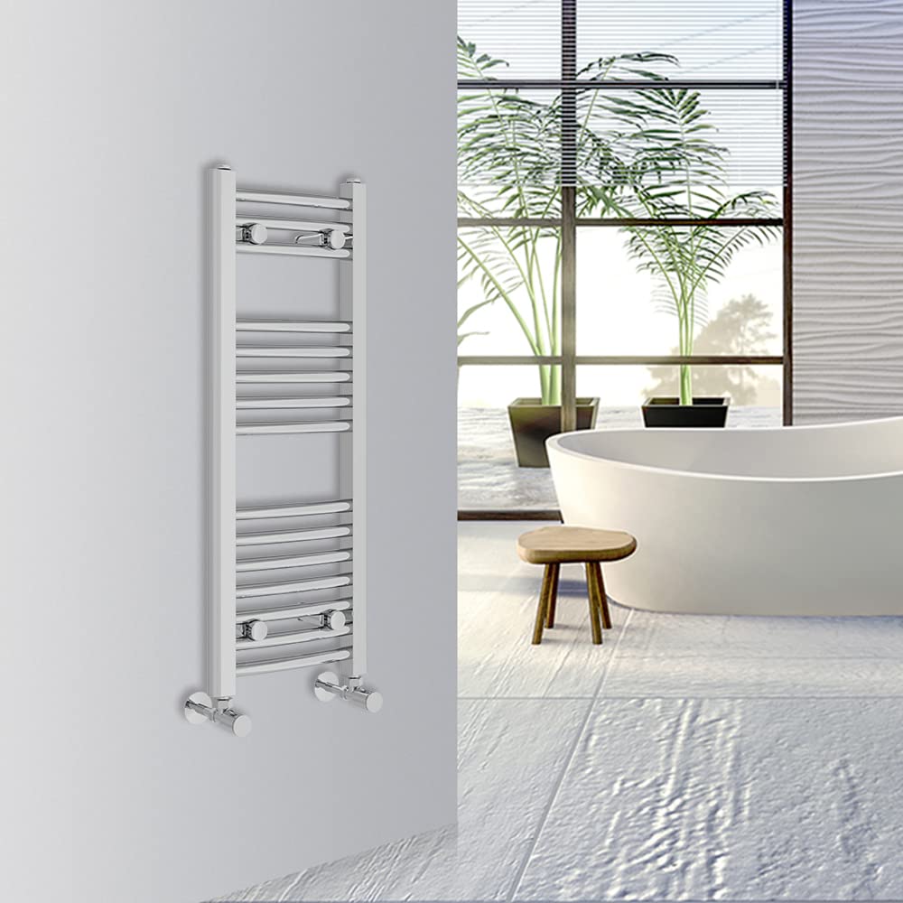 Warmehaus Curved Bathroom Heated Towel Rail Warmer Radiator Central Heating 1000x300mm - Chrome