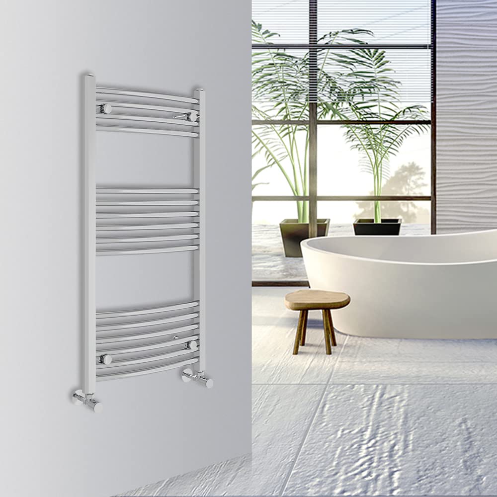 Warmehaus Curved Bathroom Heated Towel Rail Warmer Radiator Central Heating 1000x300mm - Chrome
