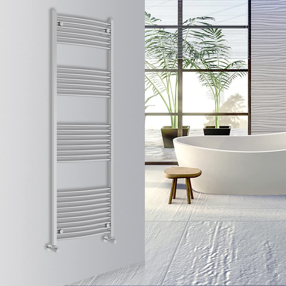 Warmehaus Curved Bathroom Heated Towel Rail Warmer Radiator Central Heating 1000x300mm - Chrome