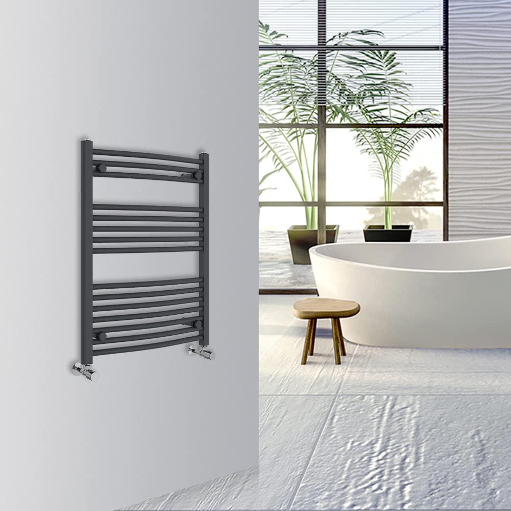 Warmehaus Curved Bathroom Heated Towel Rail Warmer Radiator Central Heating 1000x300mm - Chrome