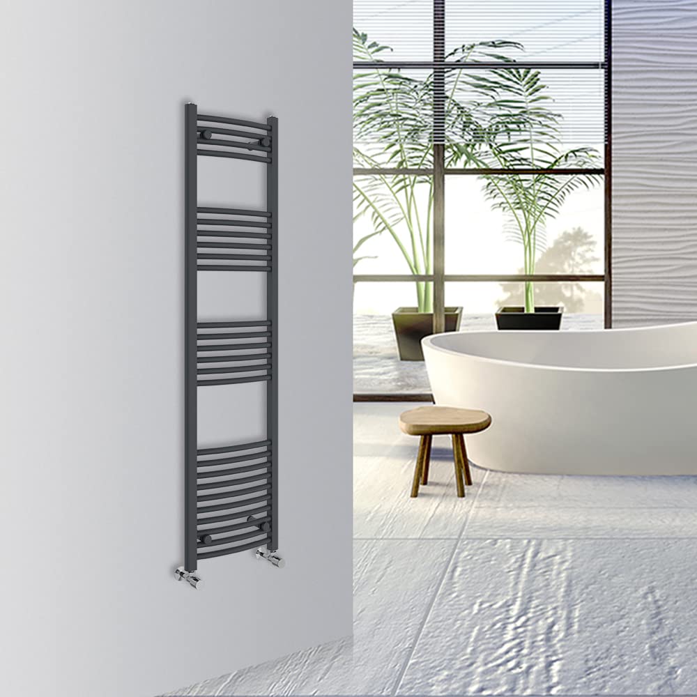 Warmehaus Curved Bathroom Heated Towel Rail Warmer Radiator Central Heating 1000x300mm - Chrome